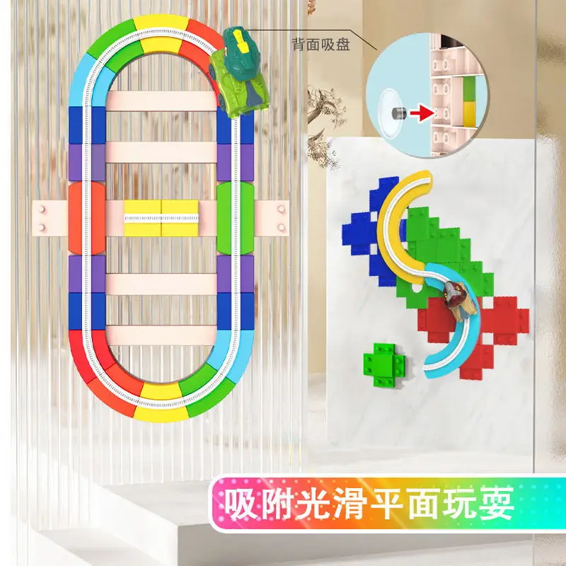 Brinquedo educativo das crianças pista elétrica carro movendo blocos de montagem automóvel pequeno trem quebra-cabeça meninos jogar modelo veículo