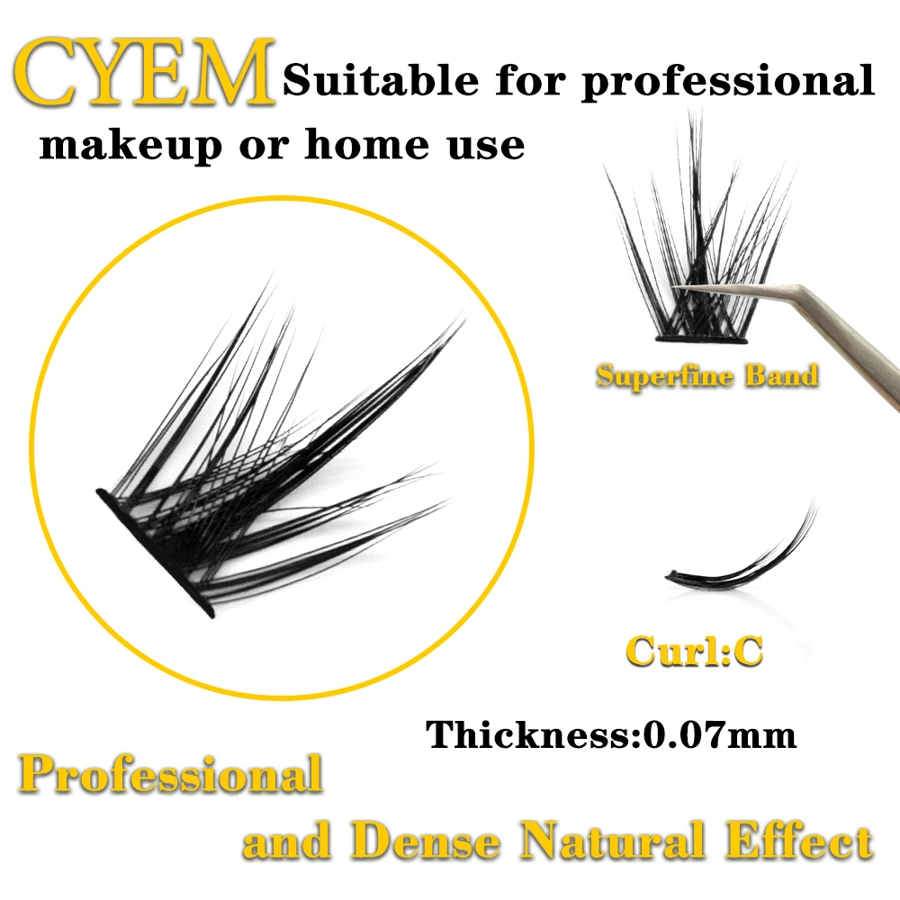 Kimcci CYEM 36 Bundles Mink Eyelash Extension Faux Mink Lashes Segmented False Bundles Eyelashe  Natural Easy to Operate Eyelash