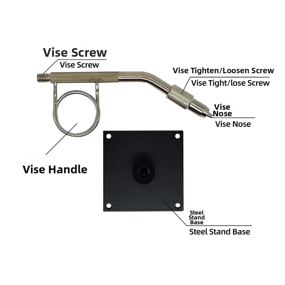 Silver Fly Tying Vise Compact Fly Tying Vise Fishing Tool Ergonomic Handle Secure Screw Mechanism For Fly Fishing