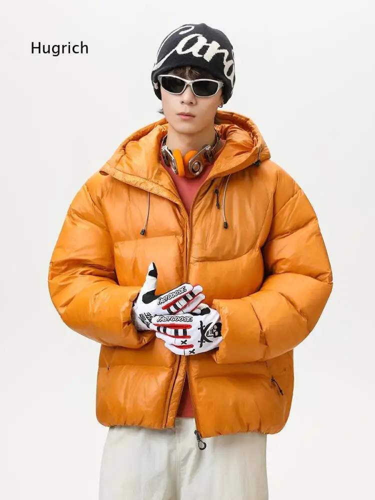 Men Oversized Hooded Padded Outer Jacket Long Sleeve Adjustable Drawstring Hood Outerwear For Cool Season Daily Matching