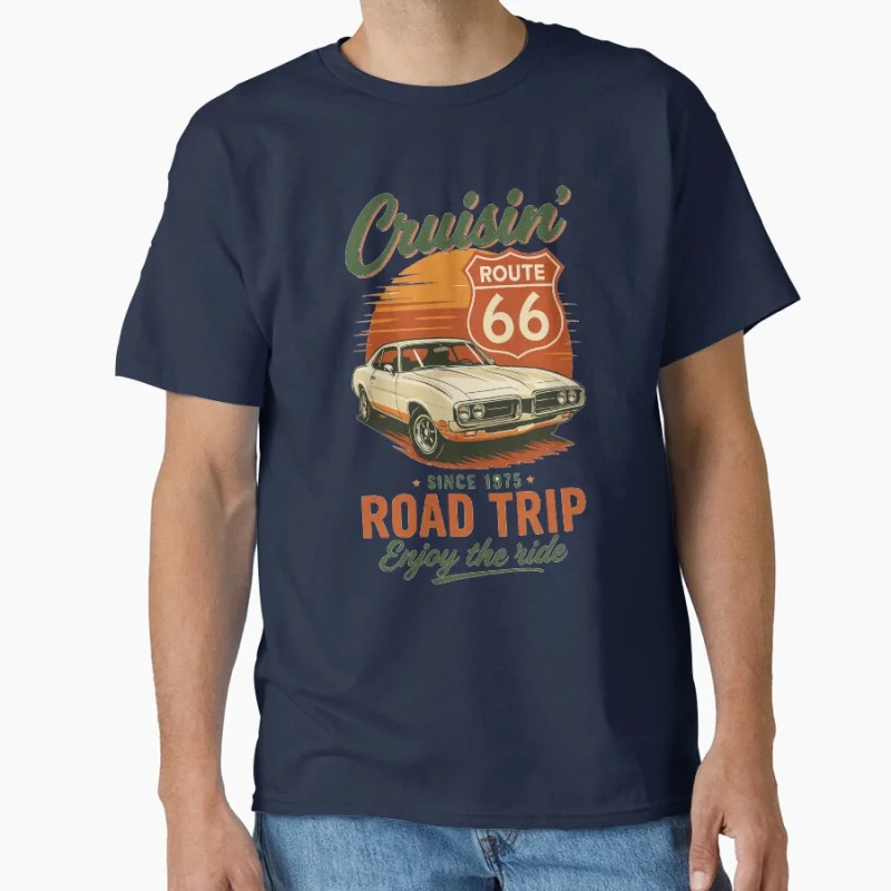 

Cruisin Route 66 Americans highway Motorcycle Tour The Mother Road USA road trip gift T-shirt Large size Adult Tops S-6xl