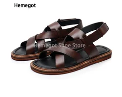 Roman Sandals for Men Summer Leather Sandals British Men's Shoes Casual Sandals and Slippers Men's Beach Shoes Men's Shoes