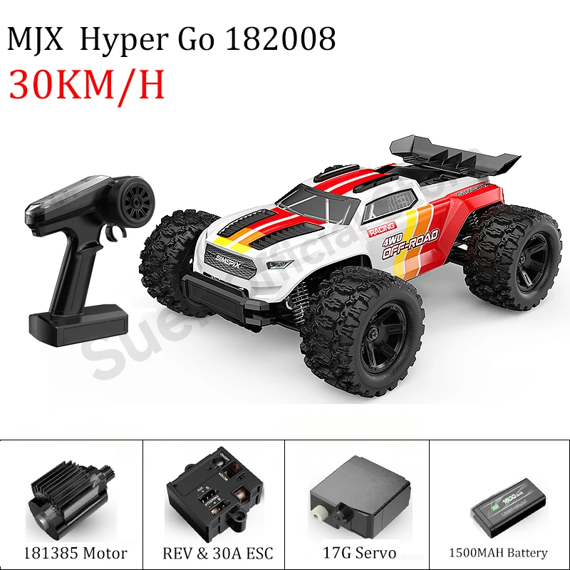 HYPER GO MJX 1:18 18208 High-speed 30KM/H 2.4G RC Off-road Four-wheel Drive Racing Car - Boys' and Adults' Remote Control Toy