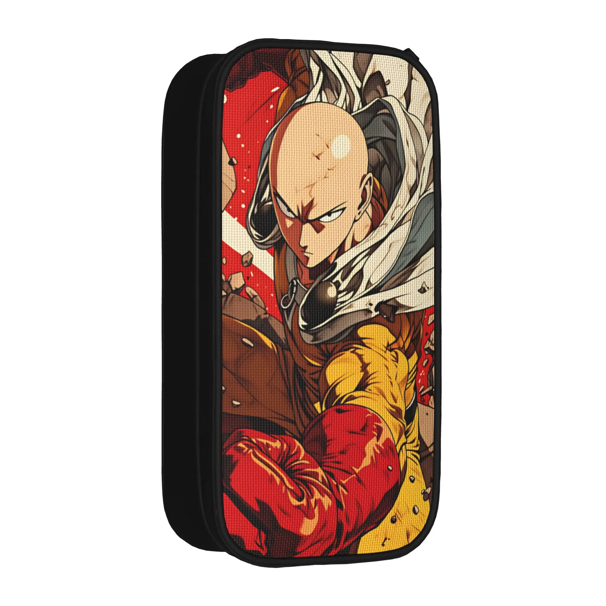 Saitama Pencil Case One Punchs Man  School Pencil Cases Double Layer Boy Girl Cute Portable Pencil Pouch School Supplies