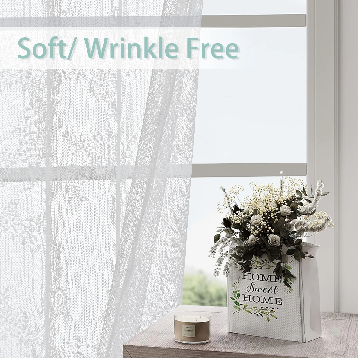 1pc Romantic Curtain with Floral Patterns, Window Curtains for Living Room Bedroom, Grommet Top Summer Curtains