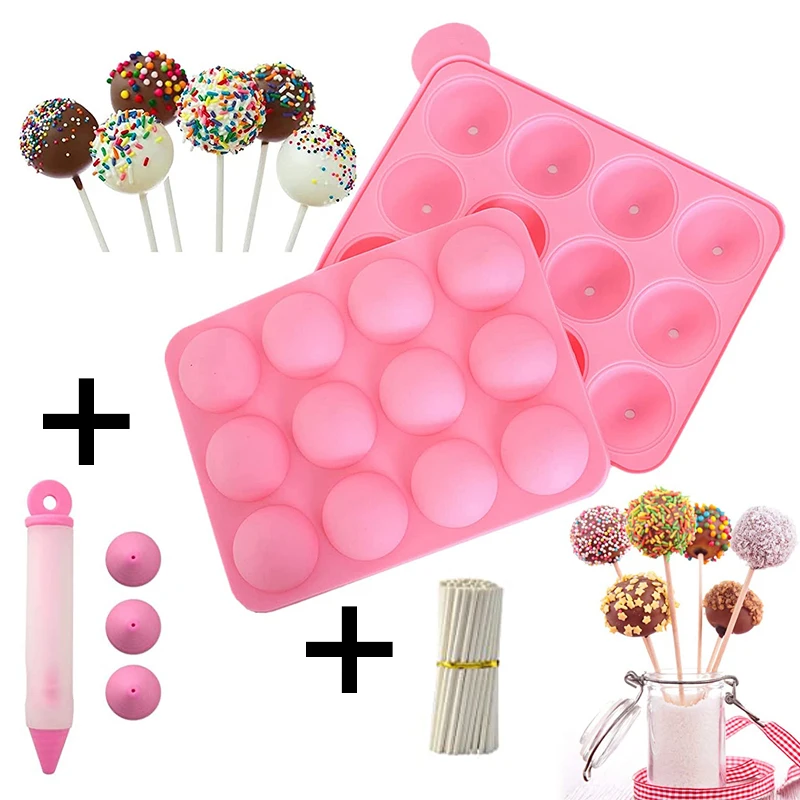 

Cake Pop Mold Silicone Lollipop Maker Cakepop Baking Mould Candy Bar Moule Kitchen Accessories Decorating Tools With Pen Sticks