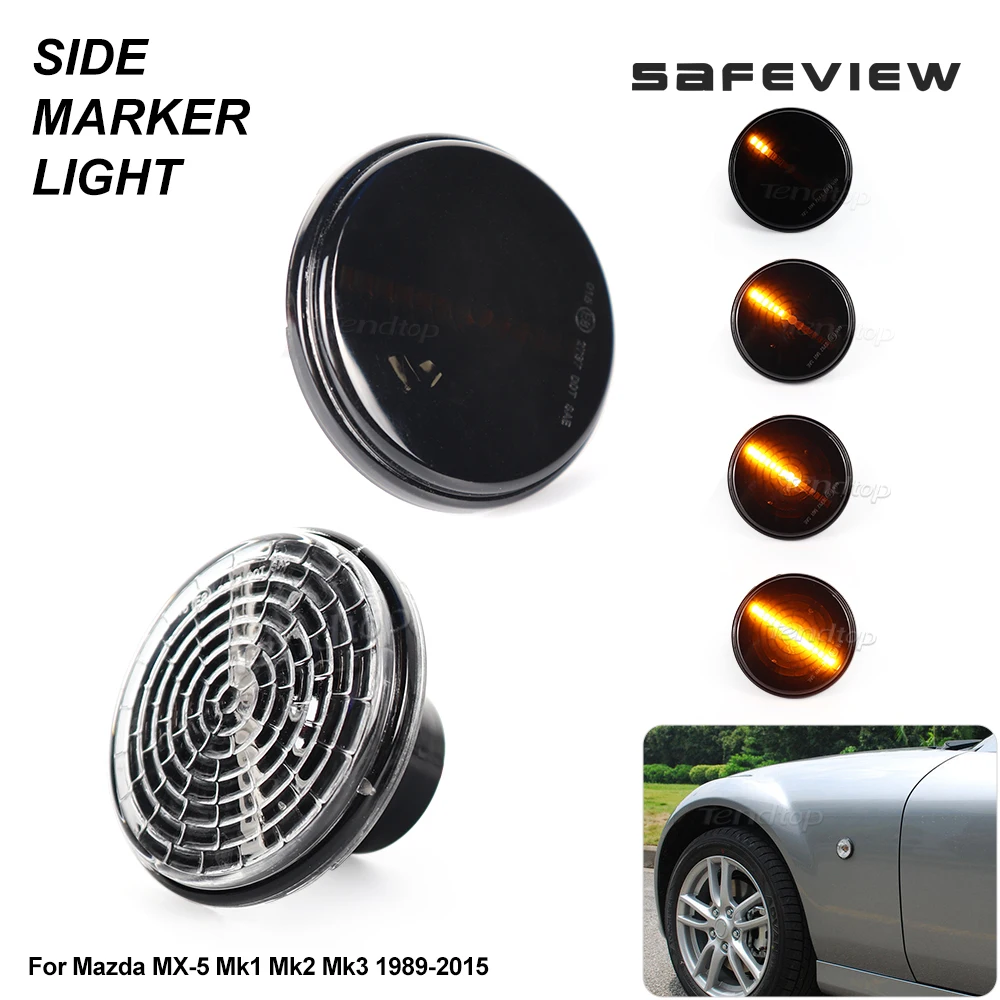 2pcs Dynamic Side Marker Turn Signal Light Sequential Blinker Lamp For Mazda MX5 Miata Mk1 Mk2 Mk3 1989-2015 Na Nb Nc