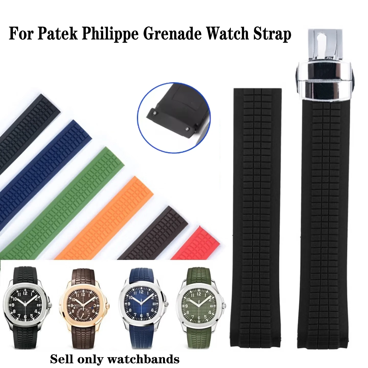 21mm Watch Strap for Patek Philippe Aquanaut Series 5164/5167 Waterproof Anti-Dust Rubber Watchband Silicone Watch Bracelet