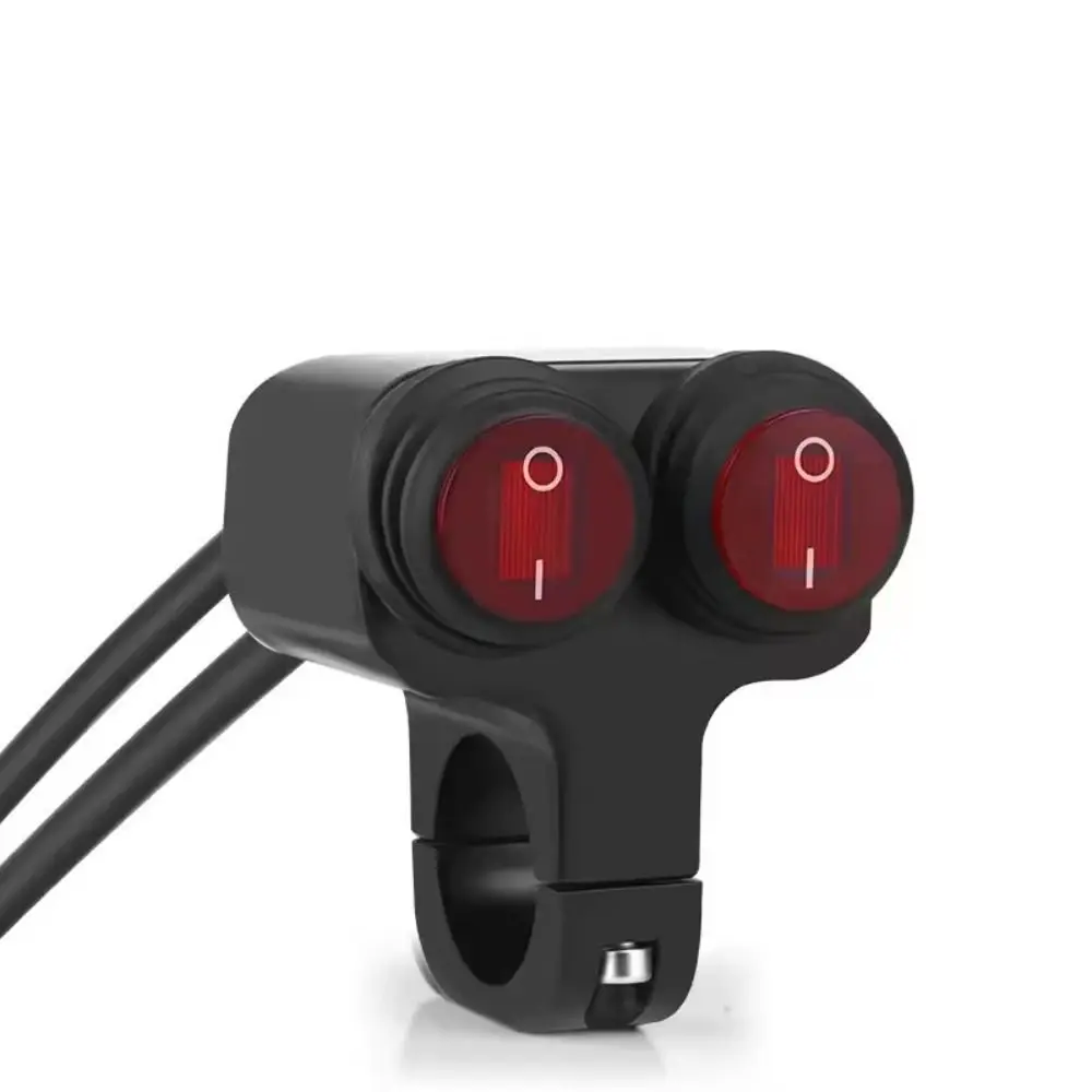 Aluminum Alloy Motorcycle Light Switch Waterproof Dual Button Handlebar Mount Switch Button DC12V Clamp Type