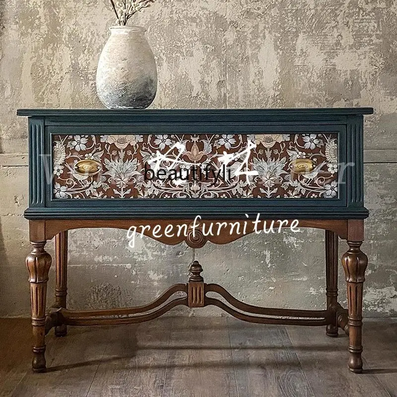 

French retro solid wood entrance table hand-painted entrance table/entrance foyer cabinet