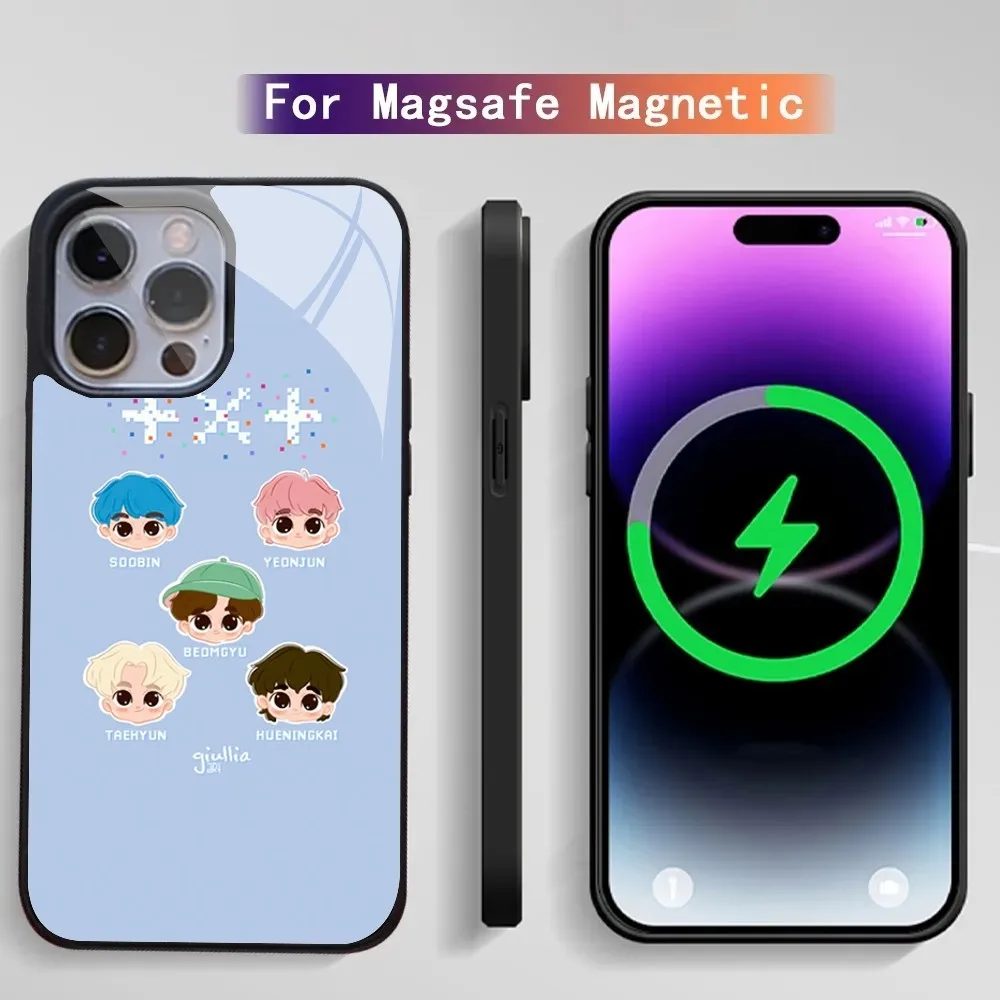 Chibi TXT Blue Hour Fanart Phone Case IPhone 15 14 13 Pro Max 11 12 Mini Alex Mirror Magsafe Wireless Charging Cover