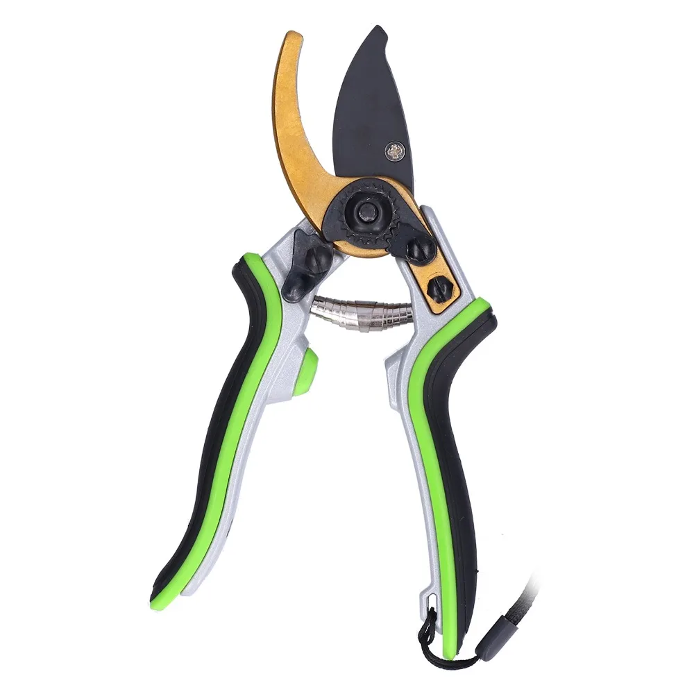 Professional Green Pruning Shears Nonslip Tooth Grooves Laborsaving Design Branch Cutter Sharp Blade Metal Bypass Pruners