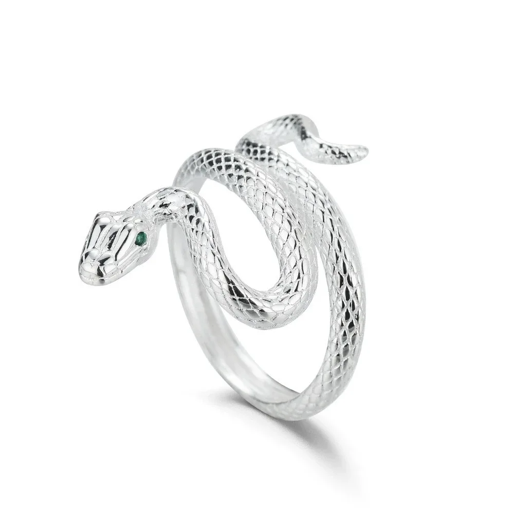 خواتم من الفضة الإسترليني عيار 925 للنساء، خاتم عتيق مصنوع يدويًا قابل للتعديل على شكل ثعبان، هدية بيجو للسيدات