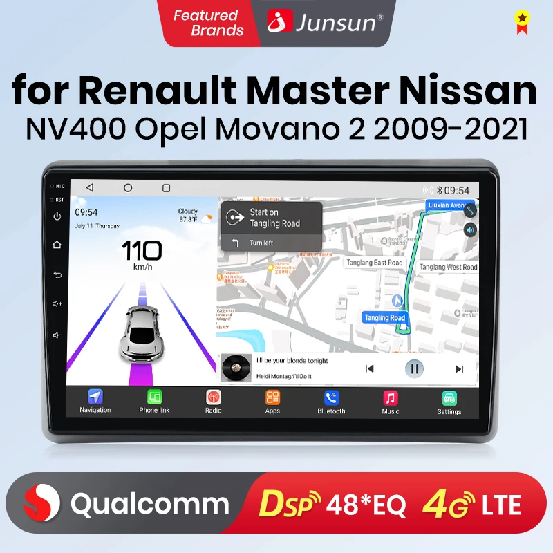 Junsun Qualcomm chip 8-Core Car Radio For Renault Master For Nissan NV400 For Opel Movano 2 2009-2021 CarPlay Autoradio Stereo