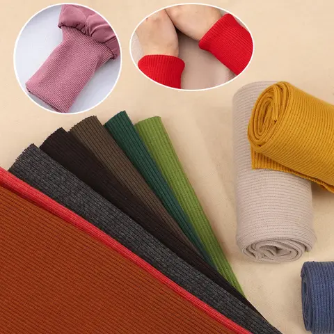 35cm Elastic Rib Cuffs Knitted Fabric Sweater Garment Cuffs Trouser Legs Seamlessly Repair Lengthening Sewing Accessories