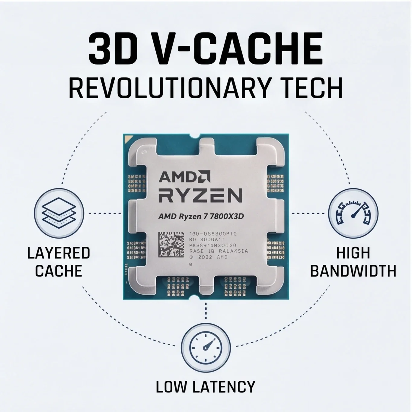 AMD Ryzen 7 7800X3D Processor Matched B650 Motherboard Socket AM5 Zen4 5nm 8 Core 16 Thread 96MB Without Cooling Fan