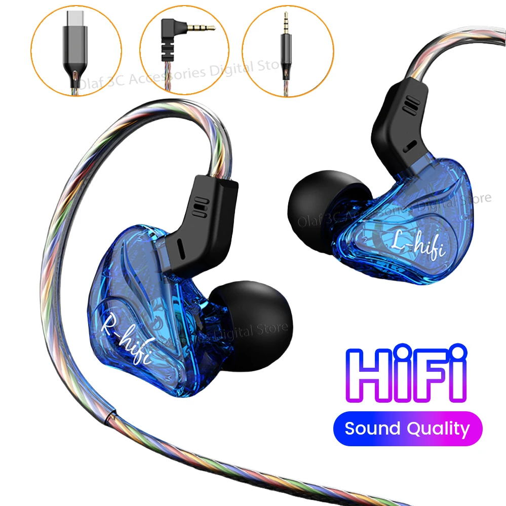 OLAF 3.5mm DAC Type C Wired Earphones Gaming Headphones In-ear Earbuds Handsfree Bass Stereo Headset For iPhone15 Samsung Xiaomi