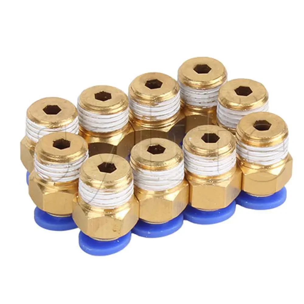 

10pcs 6mm To 1/4" G1/4 Pneumatic Connectors One-touch Male Threaded Straight