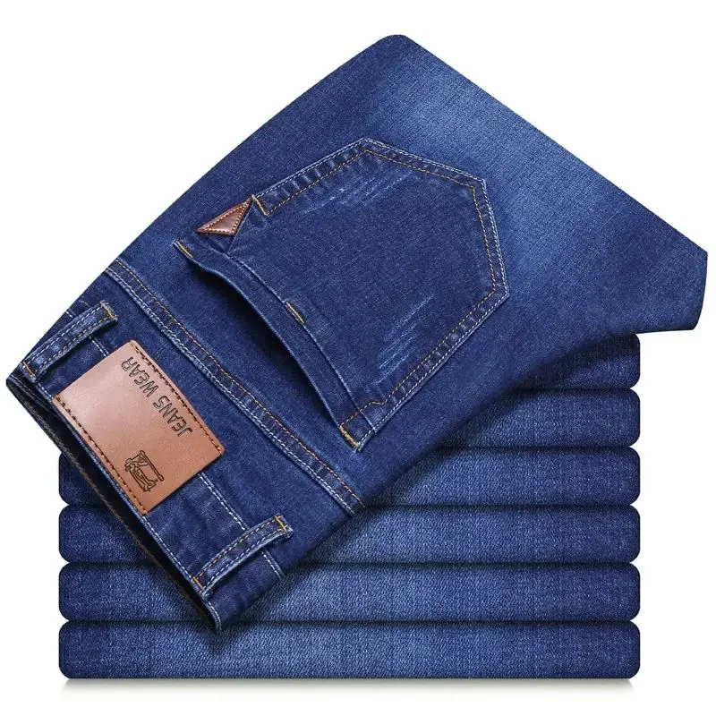

2025 SpringClassic Fashionable Men's Black Blue Denim Pants New Slim Men's Straight Business Male Brand Clothing Denim Trouser