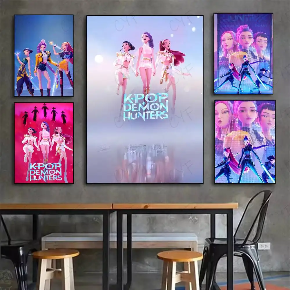 أنيمي K-Kpop شيطان الصيادين المشارك لزجة جدار الفن الطباعة مقاوم للماء غرفة المعيشة المنزلي غرفة نوم بار ديكور جمالي