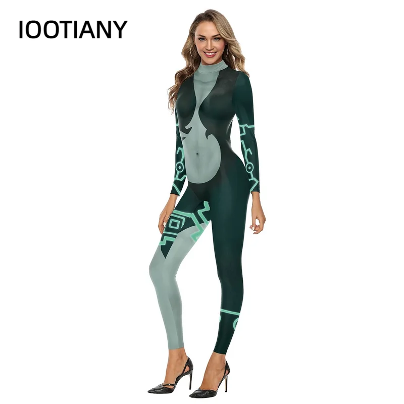 IOOTIANY-mono ajustado para fiesta de Halloween, traje Sexy con estampado Digital 3D, disfraz de Cosplay para mujer, monos Zentai de LICRA