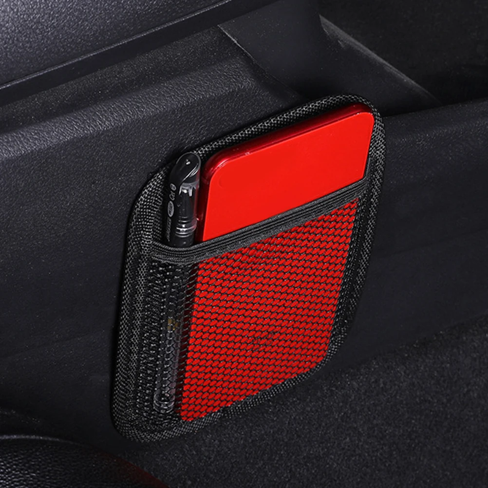 

2pcs Seat Storage Adhesive Multifunctional Organizer For Phone Cash Compact Durable Mesh Pocket Anti-Slip Easy Installation