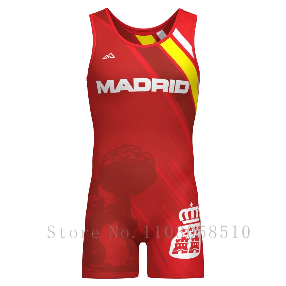 New Men's Wrestling Singlets Performance Suit Trainning One-Piece Powerlifting Sleeveless Gym Fitness Boxing Wears