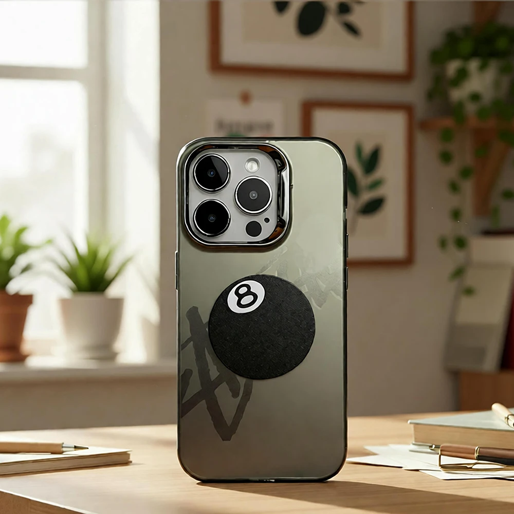 Funda de teléfono para billar marca de moda número 8 iPhone 17 16e 16 15 14 13 12 11 mini Pro Max X XR Air Plus cubierta mate anticaída