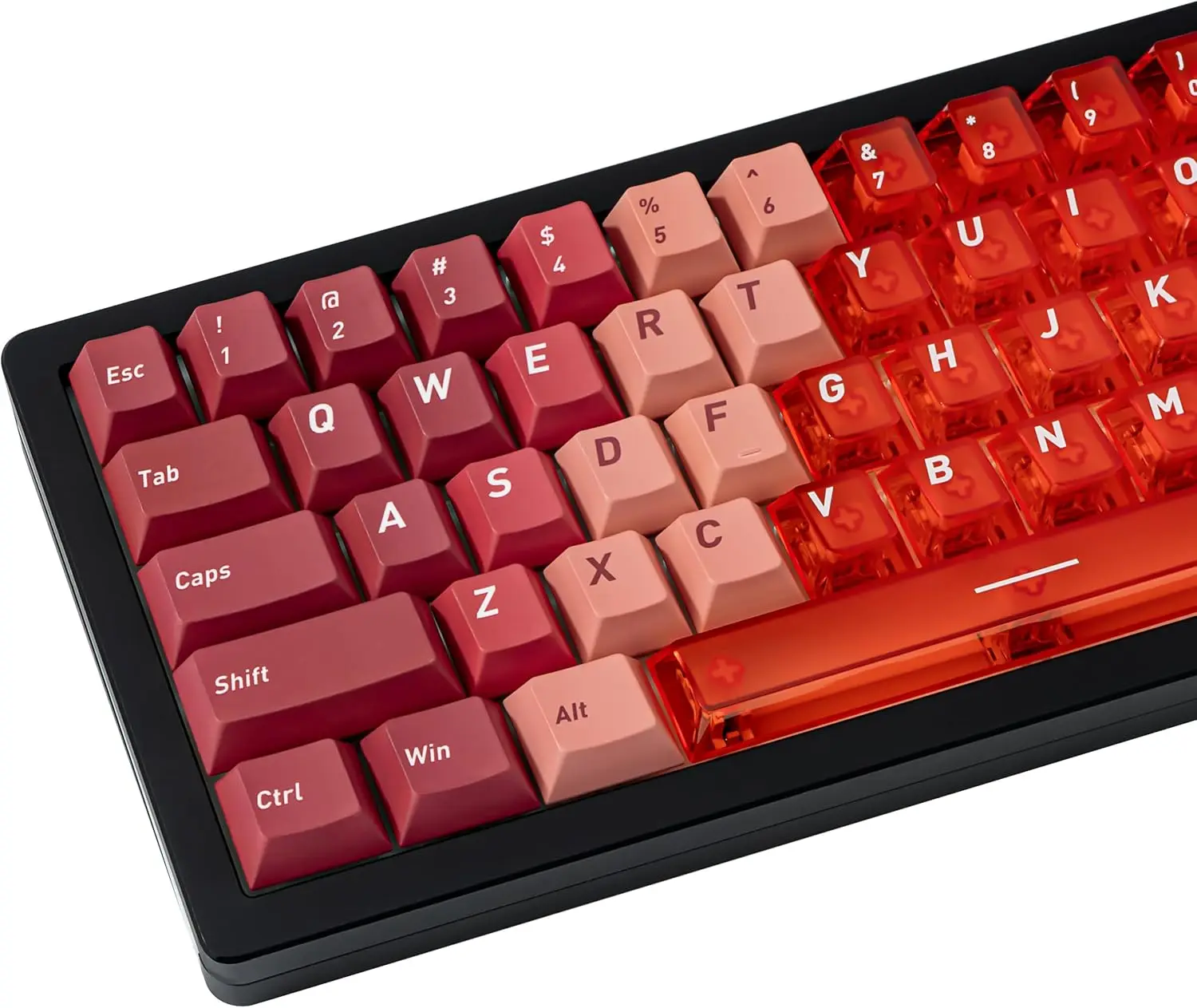 

153/136 Keys Clear keycaps Red Crystal keycap Set Custom Key caps Compatible with 60%/65%/75% Mechanical Keyboards