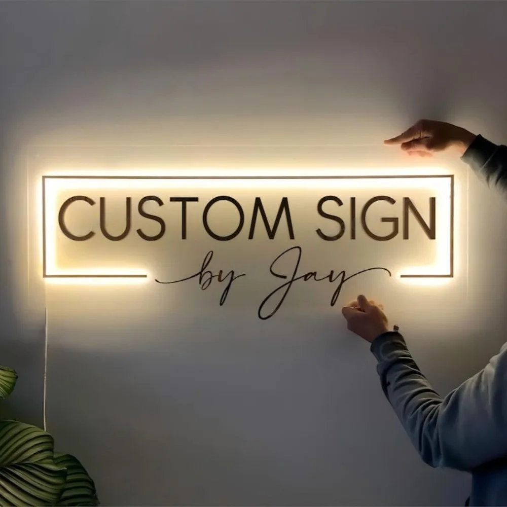 Custom Business Logo 3D Beauty Salon Nail Hair Studio 3D Acrylic Signs Custom Company Name LED Neon Lights Dropshipping