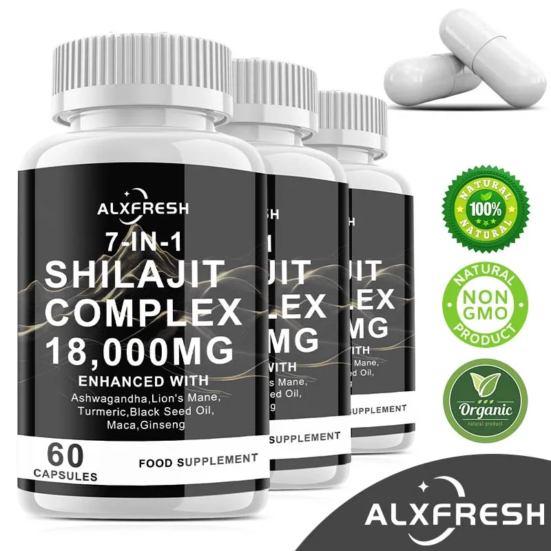 Shilajit Capsules For Balance Stress Hormones Relieve Anxiety Tension Stress Boost Energy Fight Fatigue Have Anti-inflammatory
