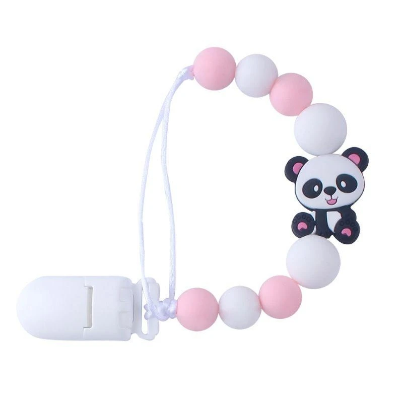 y4qa clips baby boy Boys panda pacifier chain silicone ingle informe eys eys eys eys heads so the pacifier clips b