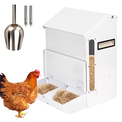 Automatic Galvanized Poultry Feeder Outdoor Hanging Chicken Feeder with Lid Food Dispenser Weatherproof Chicken Feeders No Waste