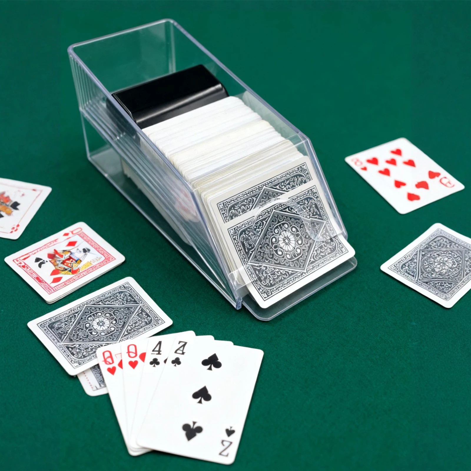 

4 Deck Clear Acrylic Blackjack Dealing Shoe Card Dealer Shoe Poker Cards Dealing Shoe for Playing Standard Size Poker Deck Game