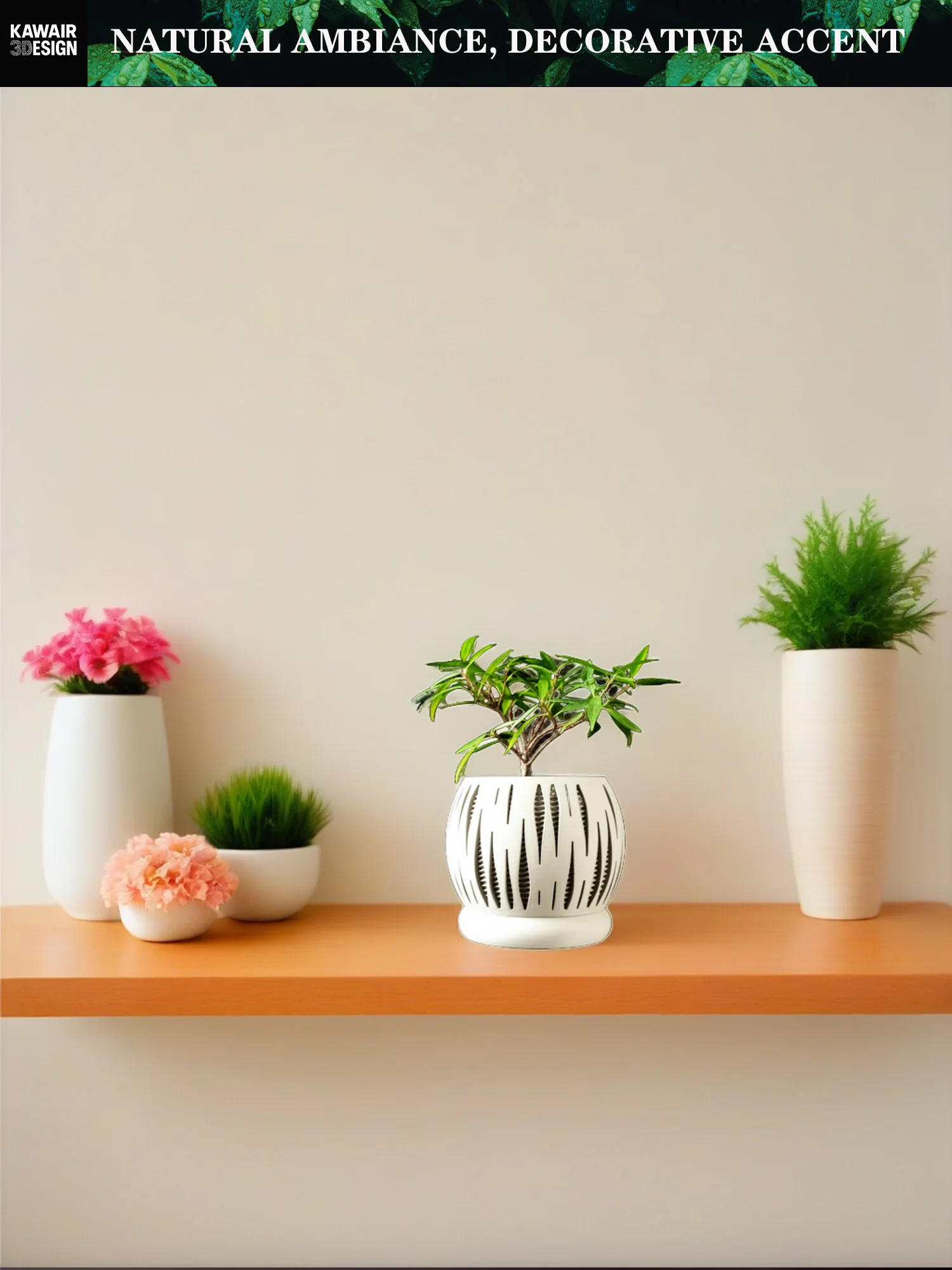 3D Printed Plant Pot Biodegradable Flower Planter for Home Pots for Plants DecorRound flowerpot