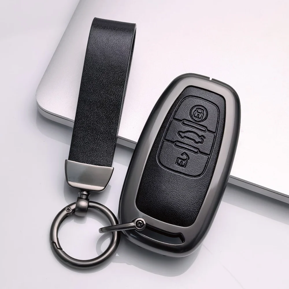 Zinc Alloy Leather Car Key Cover for Audi Q3 Q5 Q7 A1 A3 8P A4 B9 A5 A6 C7 8S 8W A7 A8 4M S4 S5 S6 S7 S8 RS3 RS6 SQ5 TTS TFSI