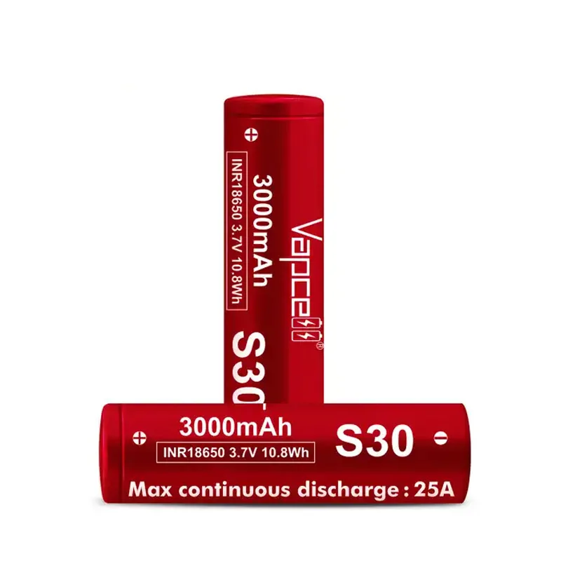 Original Vapcell S30 INR 18650 แบตเตอรี่ 3000mAh 25A Discharge Current 3.7V 18650 แบตเตอรี่ลิเธียมเหล็กสําหรับ VapeMod