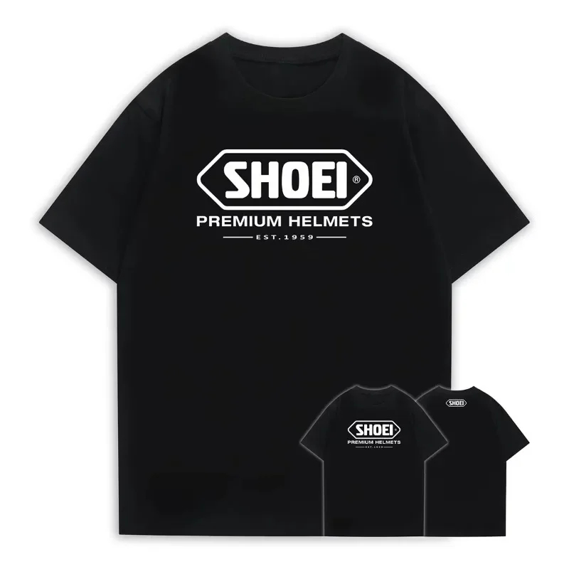 2026 schwarzes Rundhals-Kurzarm-T-Shirt, kombiniert mit einem klassischen japanischen I-Typ Motorradhelm