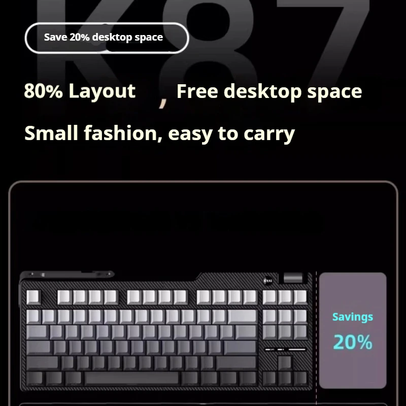 K87 Tri-Mode Gaming Mechanical Keyboard Wired Bluetooth 2.4g Wireless RGB Full Key Hot-Swap Side-Printed Ergonomic Keyboard