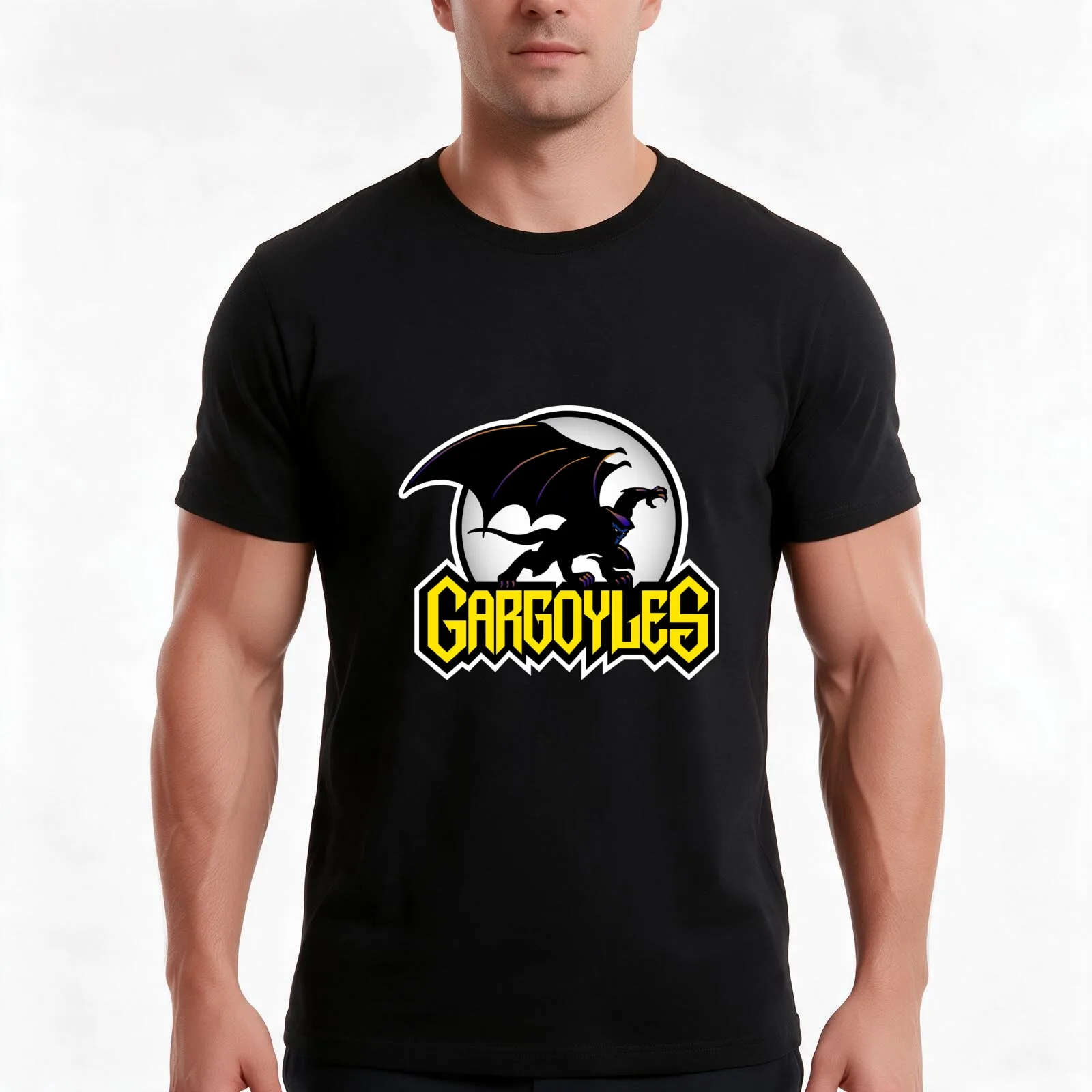 Gargoyle Goliath T-Shirt, Summer Casual Cotton Tee, Oversized Streetwear Tops, Vintage Graphic Print, Loose Fit Short Sleeve