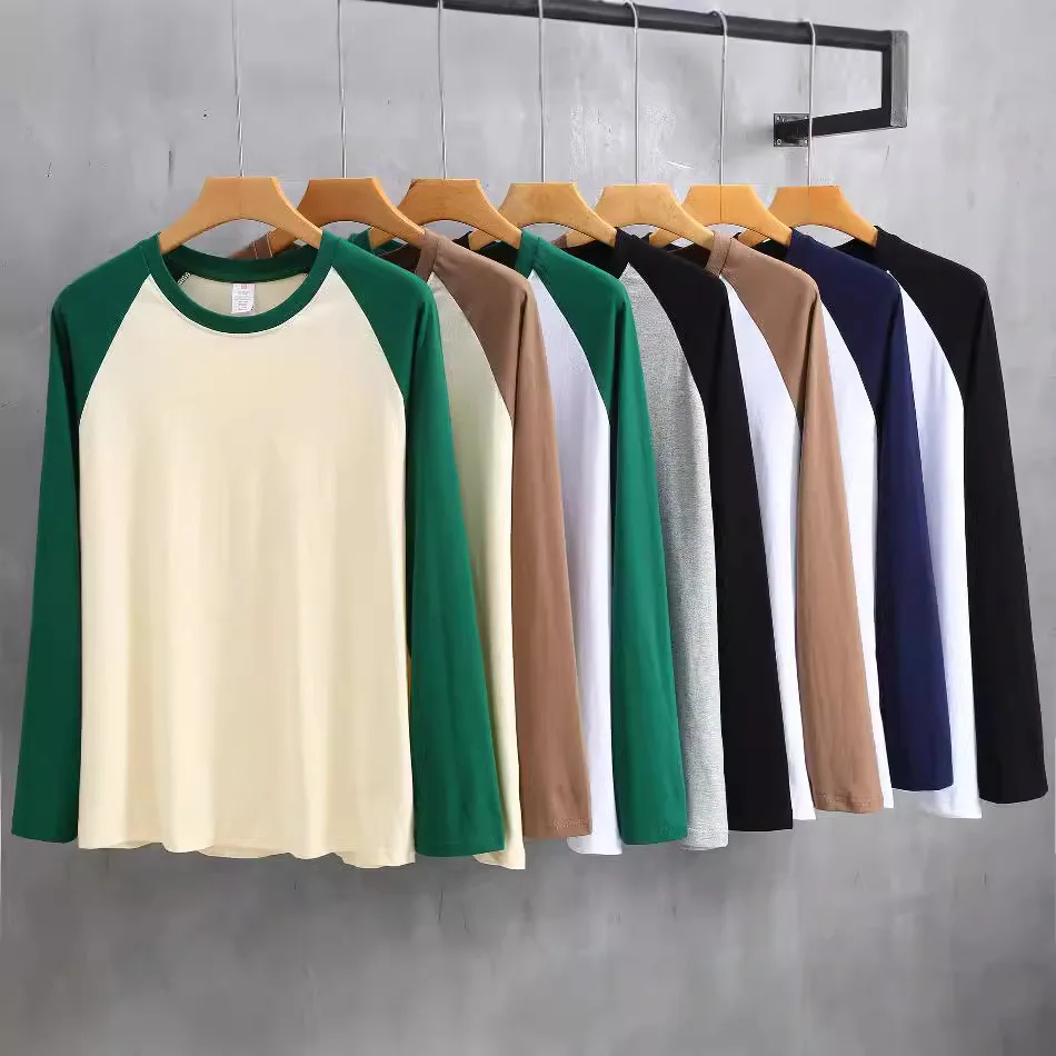 Reines Baumwoll-Langarmshirt für Herren, locker geschnitten, mit Schulterärmeln im US-Stil, Retro-Unterhemd, Herren-T-Shirt, Oberteile, Tees