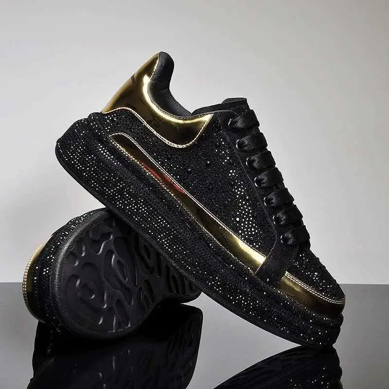 

Rhinestone Luxury Designer Sneakers For Men Punk Hip Hop Platform Casual Shoes Trainers Chaussure Homme