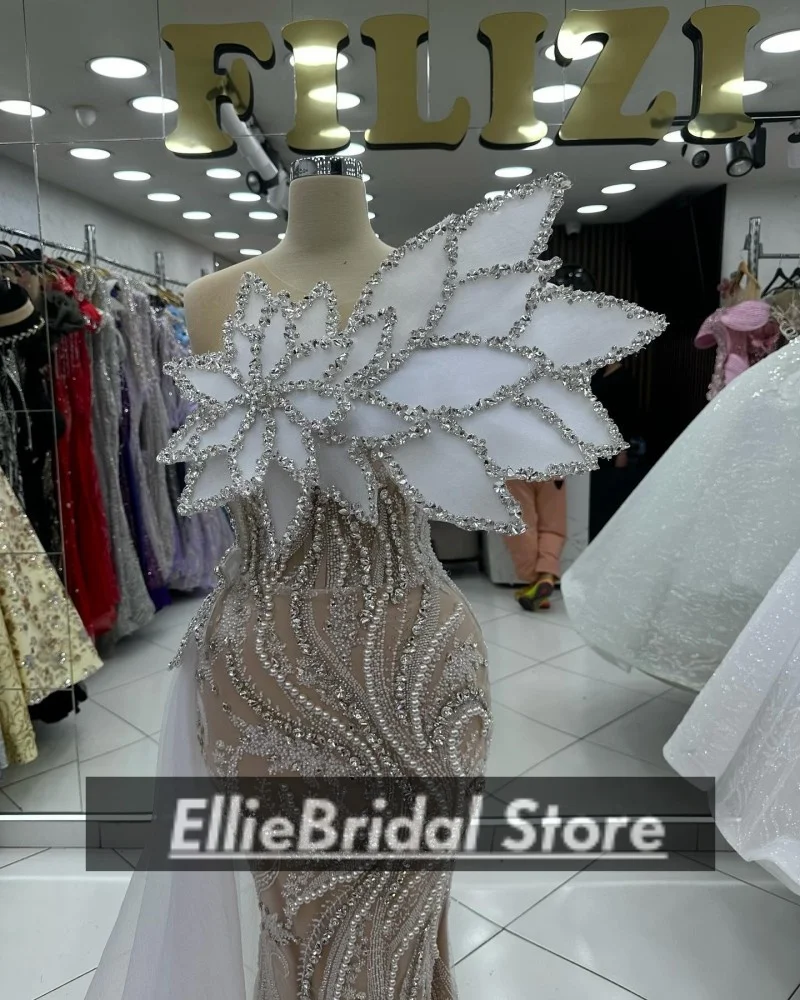 스파클 Strapless 이브닝 드레스 고급스러운 크리스탈 Peals 긴 인어 디너 드레스 2025 Vestidos De Gala 여성 맞춤형