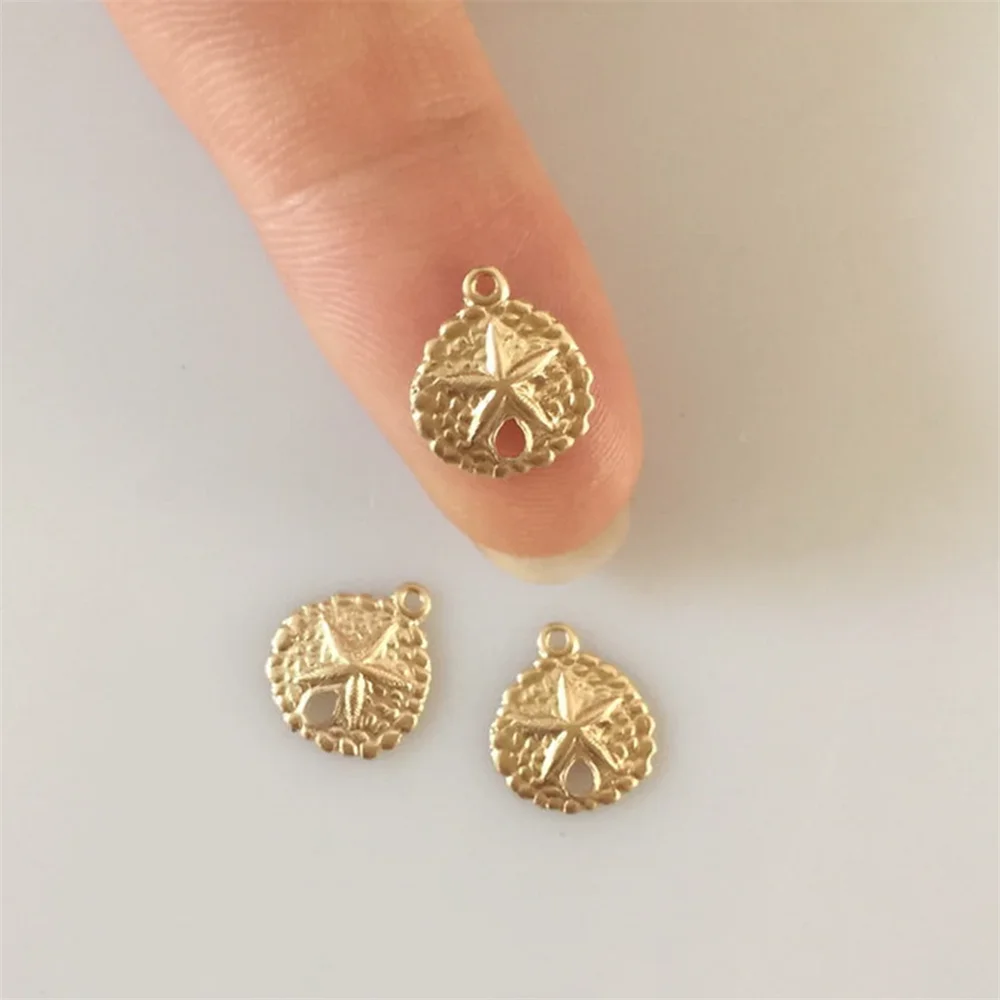 14K Gold Filled Small Sand Dollar Charms for Nautical Sea Ocean Beach Bracelet Necklace