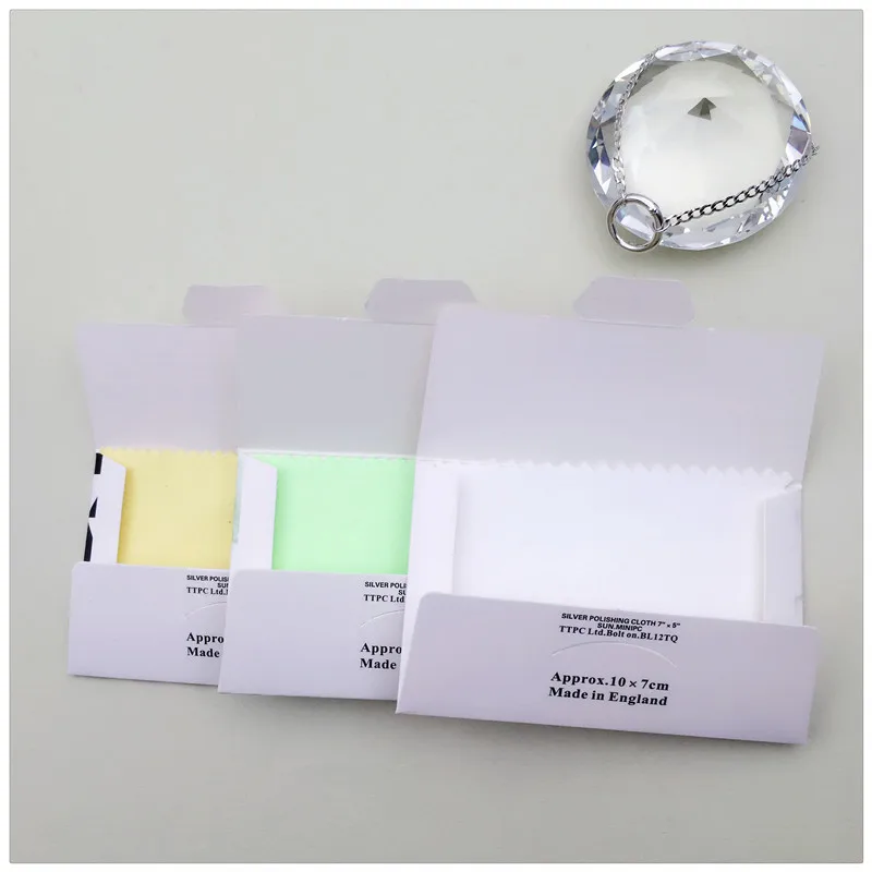 100pcs 10x6.5cm modello argento polacco panno Anti appannamento strumenti pulire mantenere gioielli in argento Sterling lucidatura speciale pulito