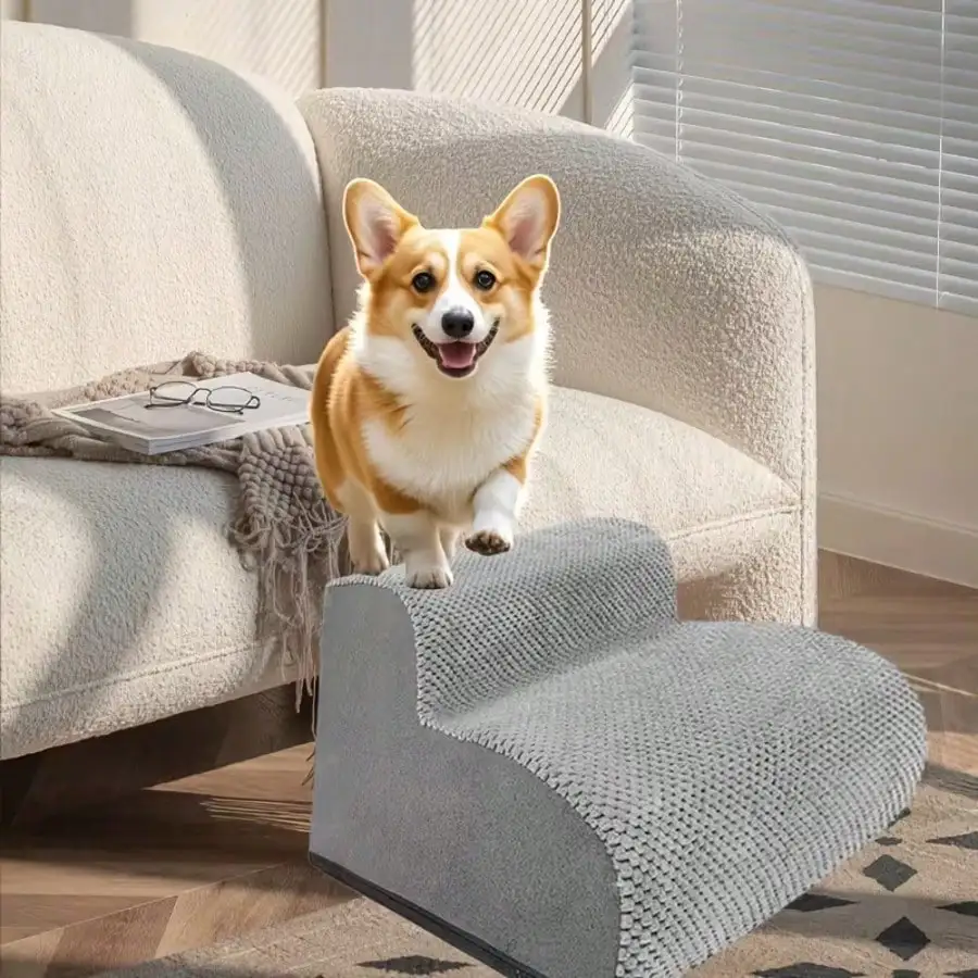 

Очень широкие лестницы для собак маленьких пород - ступеньки для животных из пеноматериала высокой плотности с нескользящим основанием, мягкая подушечка-пандус для высоких кроватей, диванов