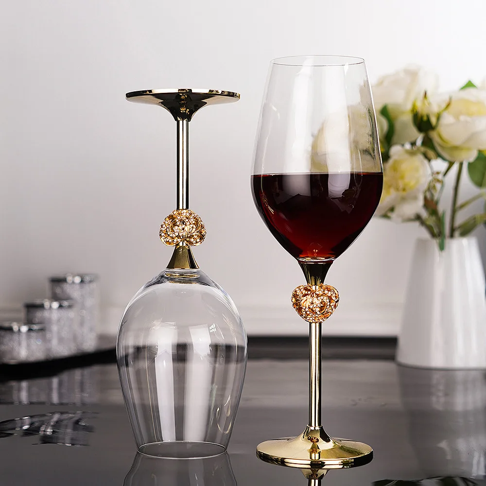 

1 piece Gold heart shaped bars ins net red love transparent red wine cup creative love wine cup Valentine's champagne