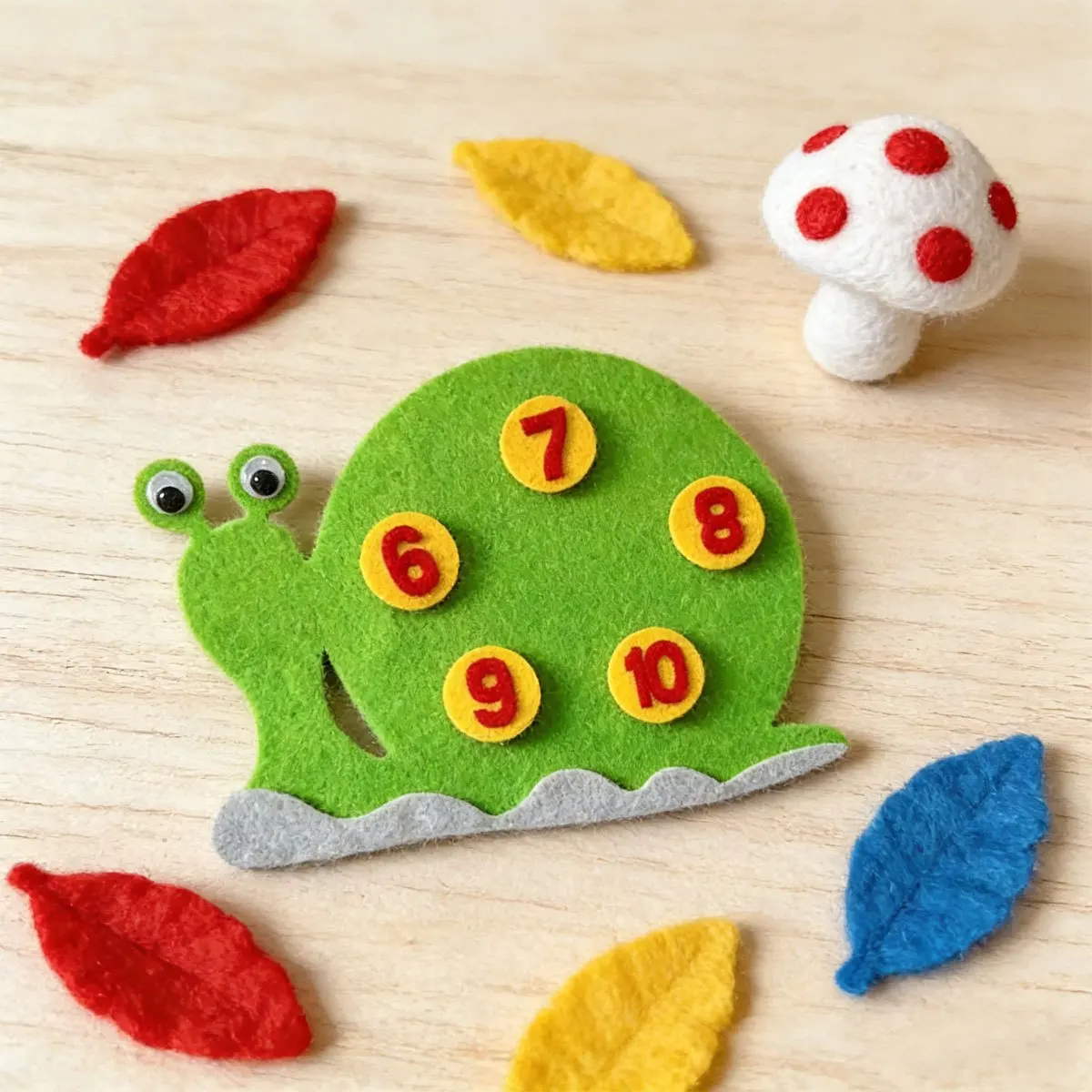

1-10 Digital Snail Cartoon Felt School Mathematics Teaching Aids Color Number Cognitive Felt Free Assemble Teaching Tools