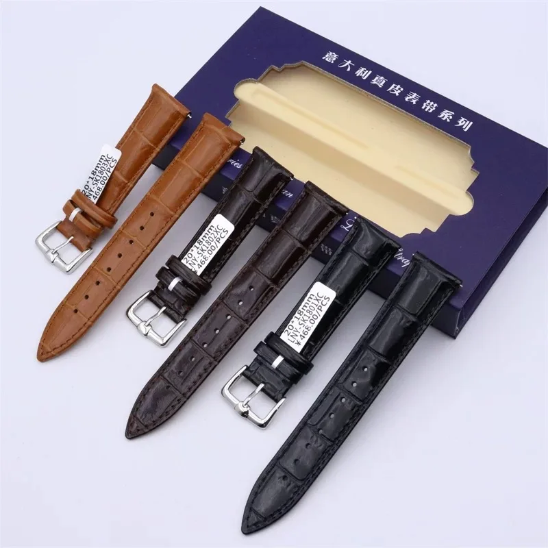 

Genuine Leather Bamboo Grain Strap with Glossy Pin Buckle Cowhide Unisex Watch Band repair Accessories