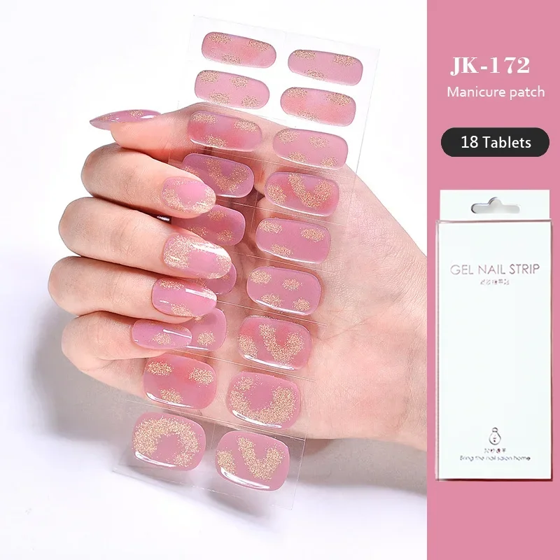 18 Plus 6 Tips Diamond UV 3D Light Therapy Ice Transparent  Semi-cured Gel  Nail Sticker Polish Nail Art Patches  UV Lamp Need